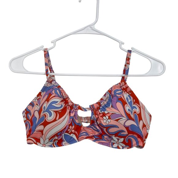 Shade & Shore Womens Floral Printed Bikini Top Size 34C Multicolor Nylon/Spandex - Picture 7 of 12